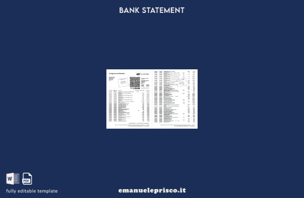 modello di pagine di parole dell'estratto conto bancario Capitec del Sud Africa 
